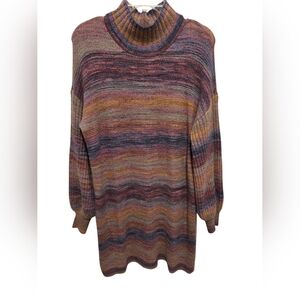 Loft Brown Striped Sweater Dress